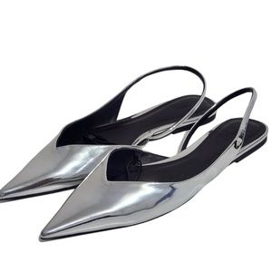 ZARA Silver Metallic Flats